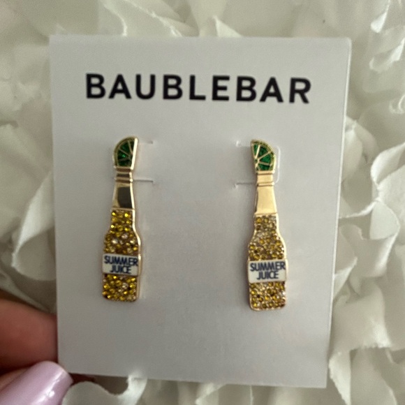 BaubleBar Jewelry - BAUBLEBAR • Gold Bottle w/ Lime Post Earrings •
